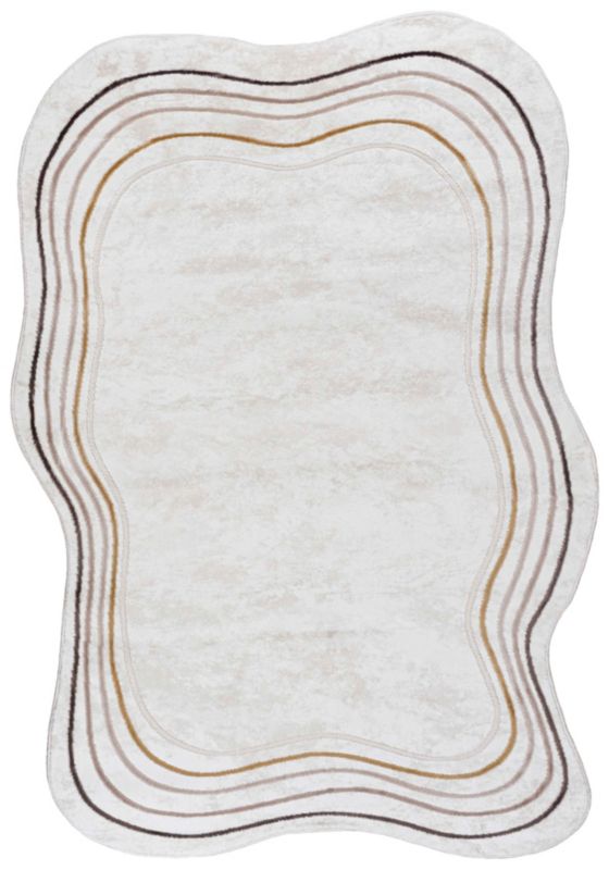 Dywan Dwustronny Wewnętrzny SILA LUX Owalny Mazovia 80 x 150 cm Beżowy Motyw Abstrakcyjny 1 szt.