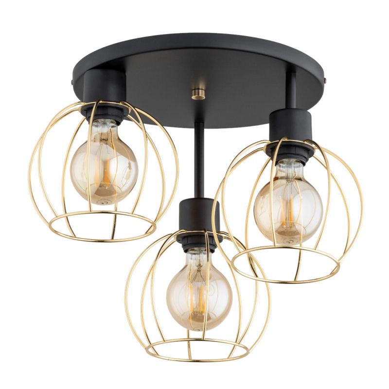 Lampa sufitowa Alfa Orso czarno-złota wym: 31 x 40 x 40 cm 3xE27 x 15W 1 szt.
