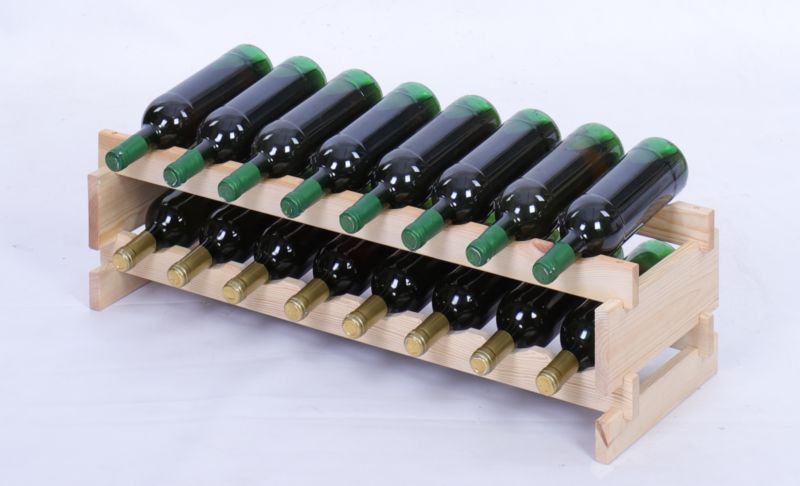Stojak na wino MODO24 regał modułowy na butelki 2 leżnie x 8 butelek montaż bez narzędzi naturalne drewno 1 szt.