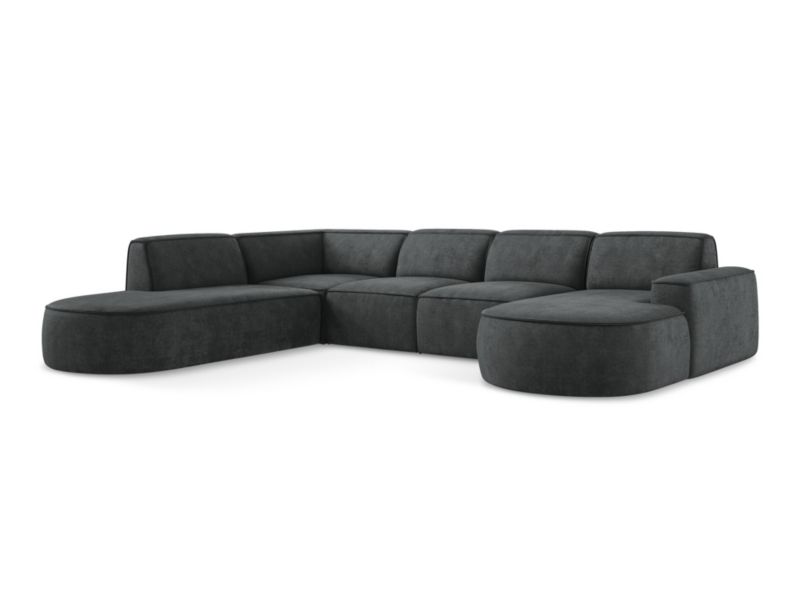 Sofa panoramiczna lewa LaMiaSofa MELISSA z tkaniny szenilowej 364x262 cm ciemny szary 1 szt.