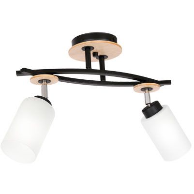 Lampa sufitowa wisząca Luminex Tokio czarny mat-jasne drewno-biała wym: 31 x 41 x 14 cm 2xE27 x 15W 1 szt.