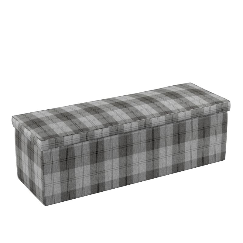 Skrzynia tapicerowana Dekoria 90 x 40 x 40 cm krata szaro-grafitowa 1 szt.