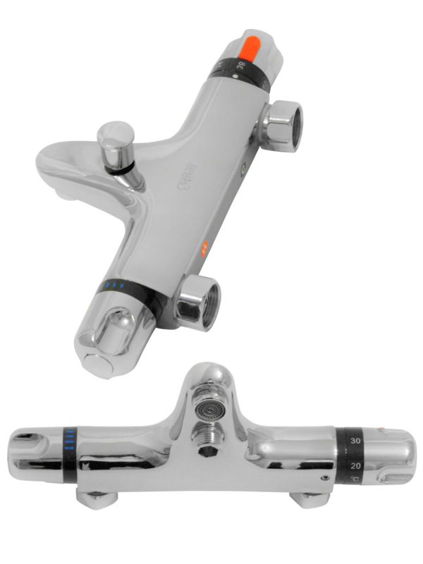 Bateria wannowa ścienna Estiva BERD termostatyczna srebrna 1 szt.