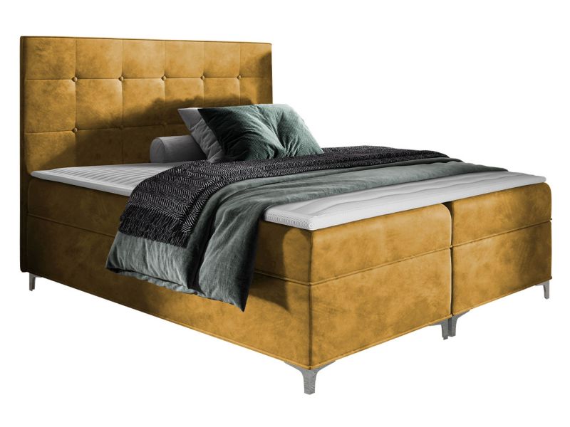 Łóżko kontynentalne MIRJAN 24 Snake 140x200 musztardowy 1 szt.