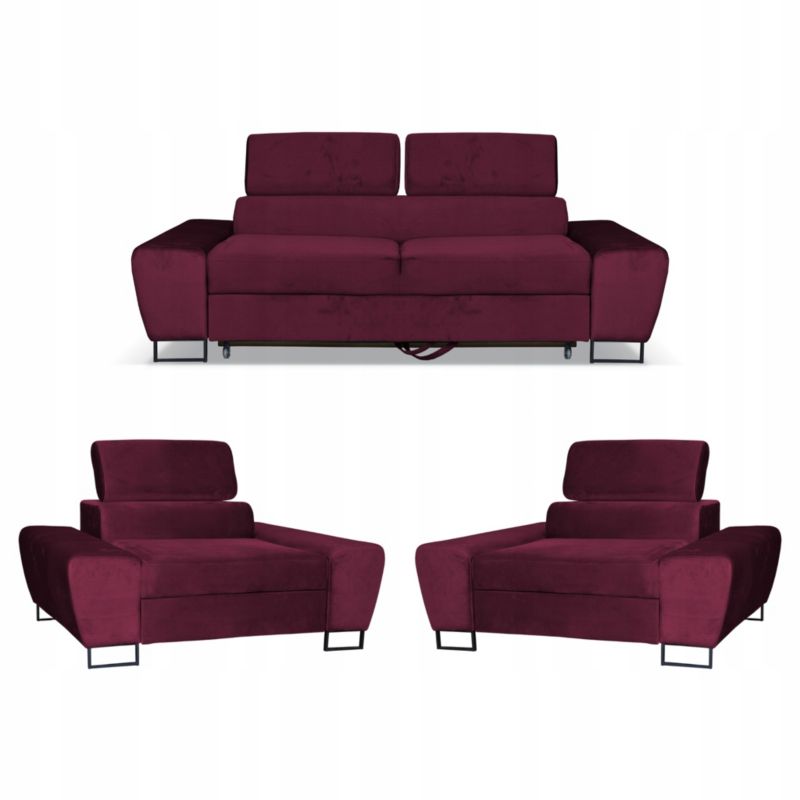 Zestaw mebli do salonu sofa i fotele Family Meble Bosso bordowo 1szt