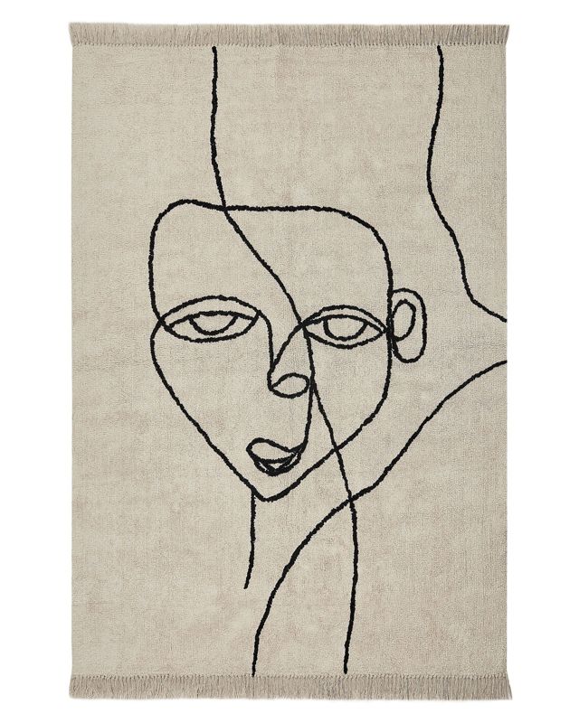 Dywan bawełniany 140 x 200 cm beżowo-czarny Nuru 1 szt.