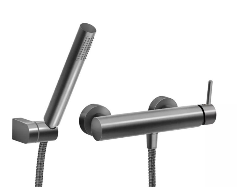 Bateria prysznicowa ścienna Ferro Ciriculus gun metal, jednouchwytowa, mosiądz, regulowany uchwyt 1 szt.