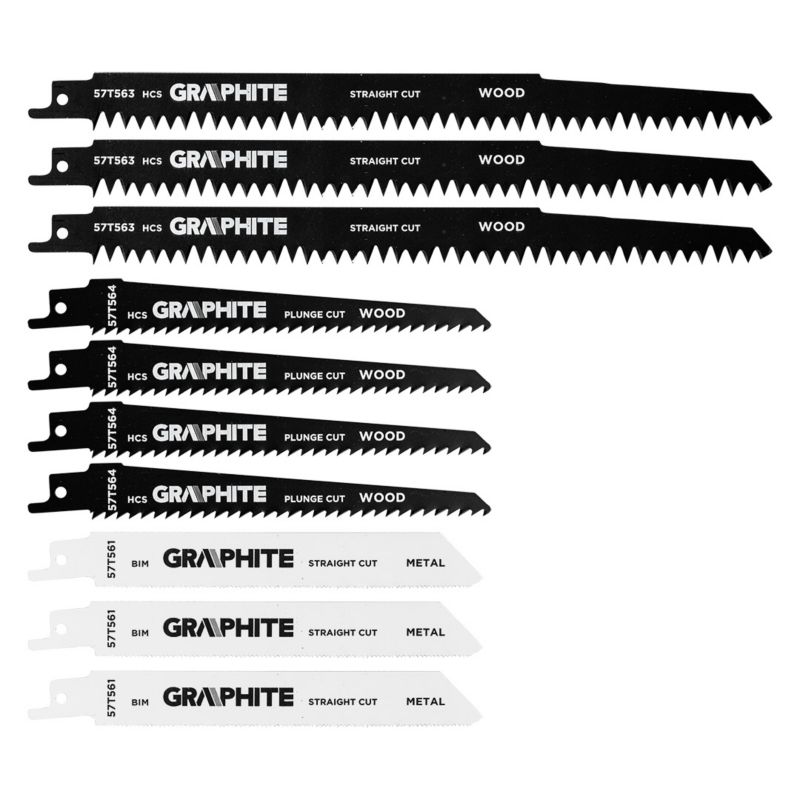 Brzeszczoty do piły szablastej GRAPHITE HCS/BIM, zestaw 10 szt 1 kpl