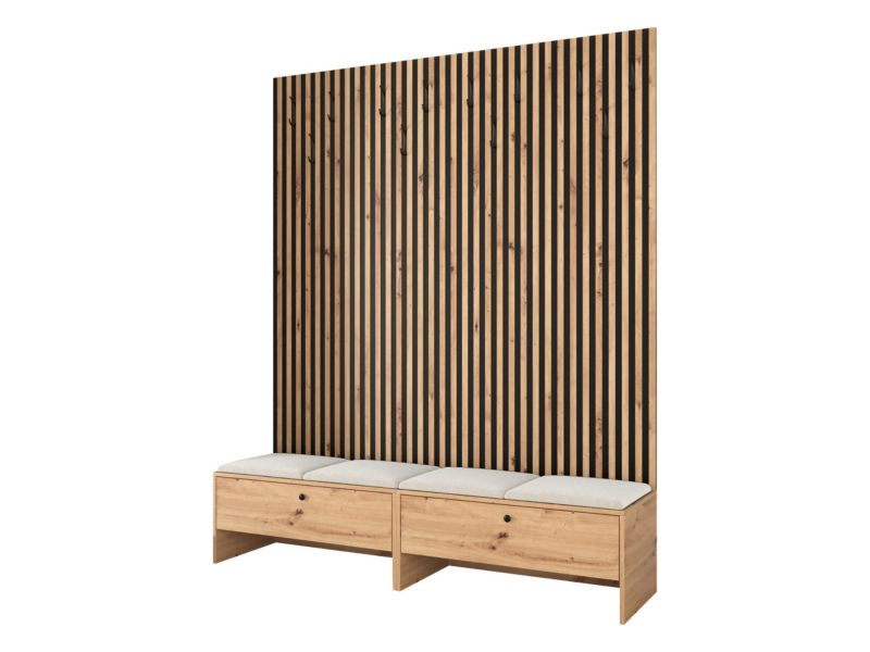 Garderoba MIRJAN 24 Balma V dąb artisan/czarny/beżowy plusz 1 kpl.