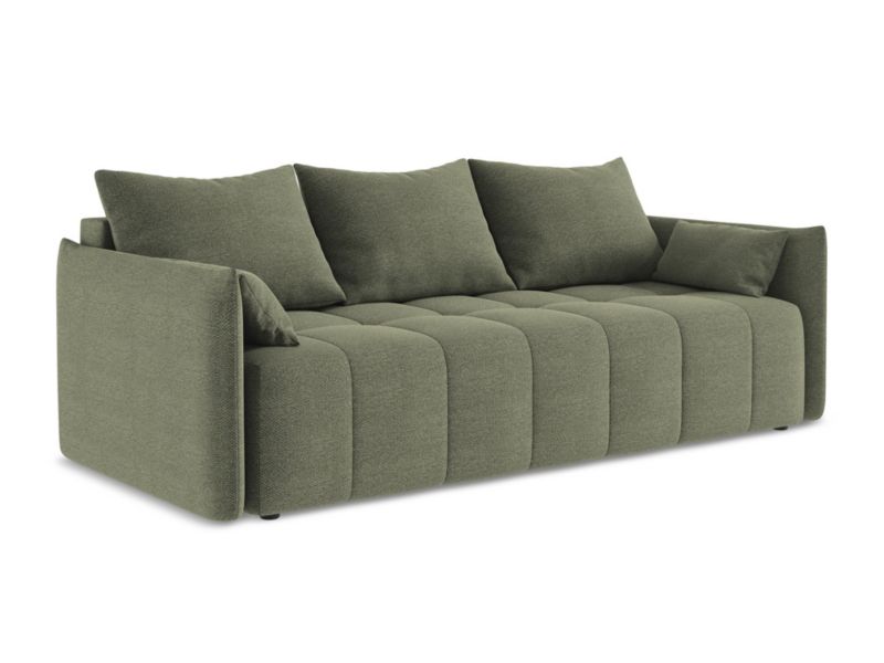 Kanapa 3-osobowa z funkcją spania LaMiaSofa BOLSENA z tkaniny bouclé 225x105 cm oliwkowy 1 szt.