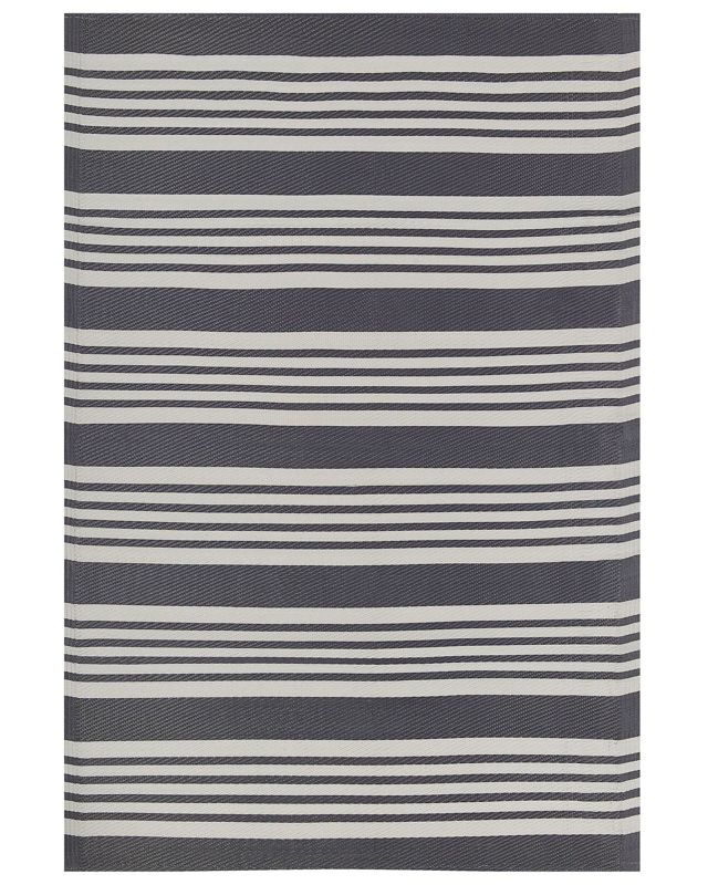 Dywan zewnętrzny 120 x 180 cm czarny z jasnoszarym Delhi 1 szt.