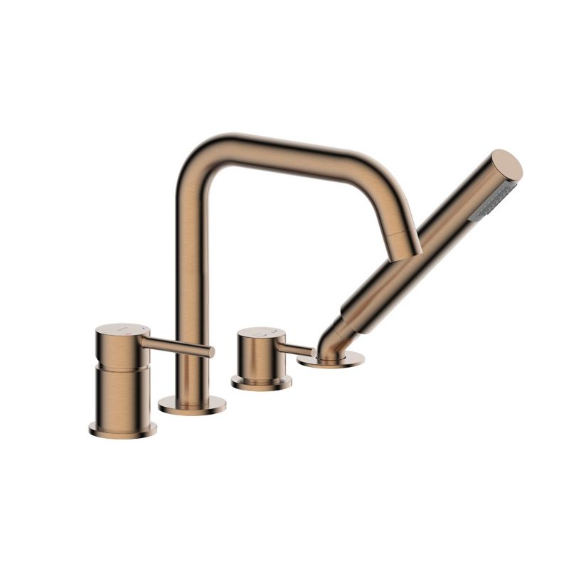 Bateria wannowo-prysznicowa Oltens Molle miedź szczotkowana, jednouchwytowa, z zestawem natryskowym, 1 szt.