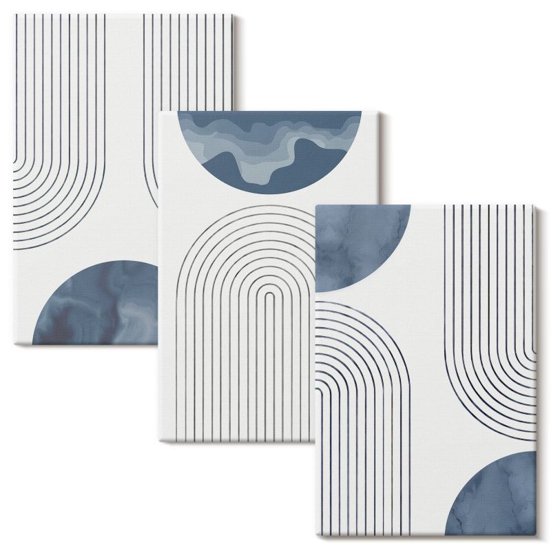 Tryptyk Na Ścianę Do Biura Wallfluent 40x60 cm Abstrakcyjne niebieskie wzory 3 szt.