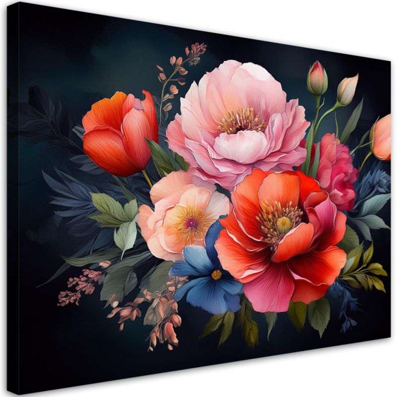 Obraz do salonu sypialni Feeby Kolorowe Kwiaty Rośliny 60x40 cm 1szt