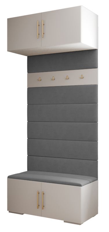 Garderoba wysoka do przedpokoju Abiks INOVA 3 biały+złoty+man16 1 szt.