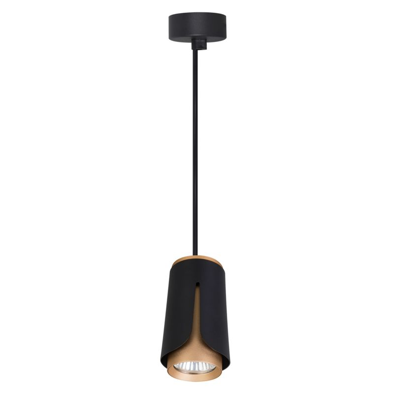 Lampa wisząca XUDO 1-punktowa GU10 1m do domu biura czarno-złota 1 szt.