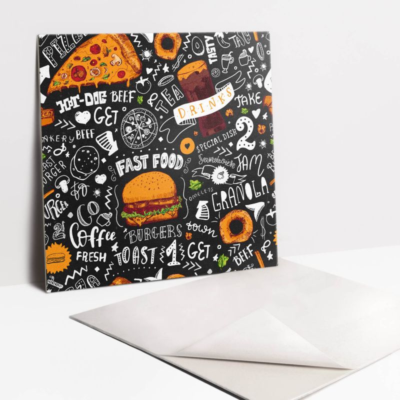 Kafelki samoprzylepne Tulup 30x30 cm Rysunkowe jedzenie fast food 9 szt.
