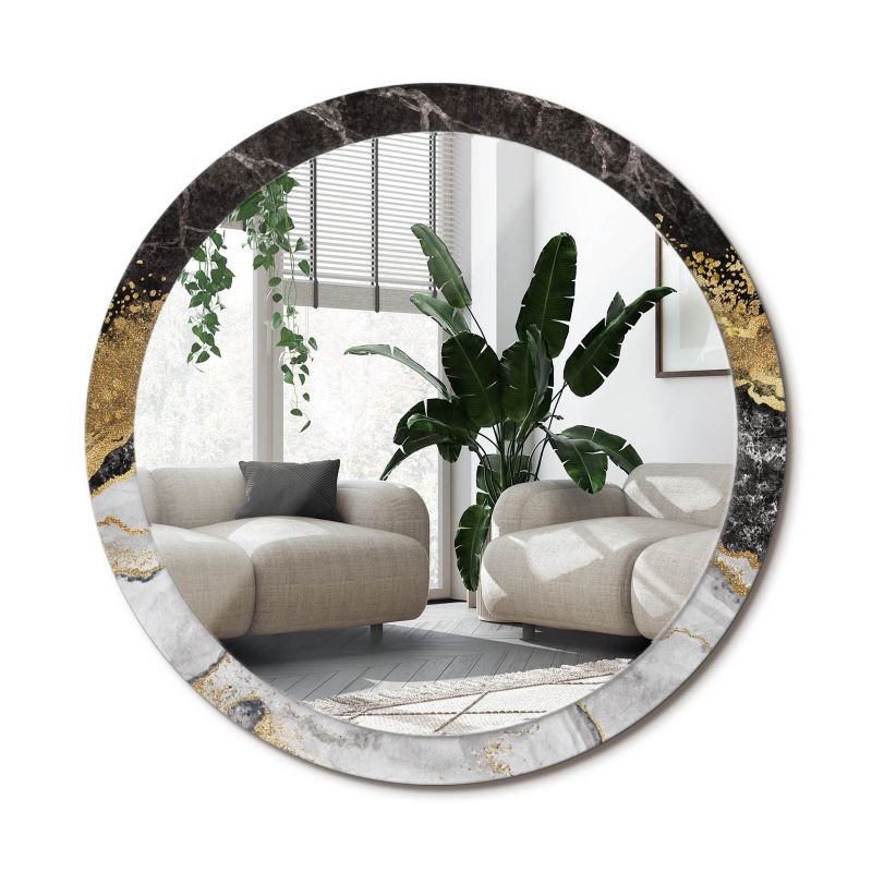 Lustro Okrągłe Tulup Marmur Loft 100 cm Nowoczesne Na Podkładzie 1 szt.