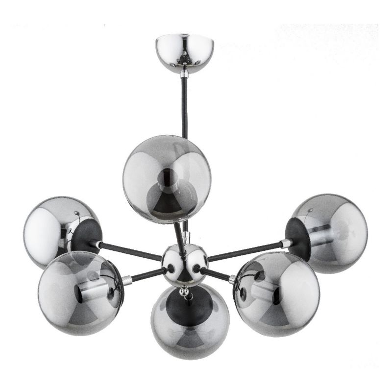 Lampa wisząca Alfa Melody 3961 chromowana czarna-dymiona nowoczesna 6xE14 x 10W 1 szt.