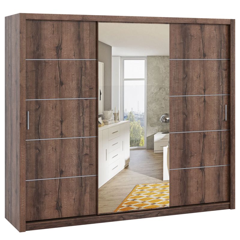 Szafa przesuwna z lustrem MIRJAN 24 Bono SZ250 dąb monastery 1 szt.