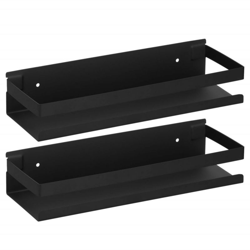 Półka łazienkowa Springos zestaw 2 szt. wisząca pod prysznic 30x10 cm stal nierdzewna loft czarna 1 kpl.