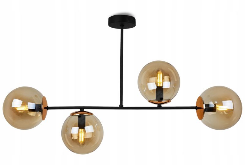 Lampa sufitowa wisząca Light Home LH Tulza 4x E14 40W klosz miodowy/miedziany 1szt.