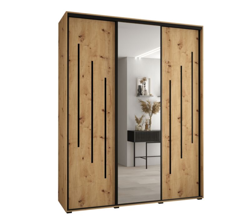 Szafa przesuwna Abiks DAVOS 9 wysoka szer.200cm gł.60cm artisan/artisan/czarny 1szt.