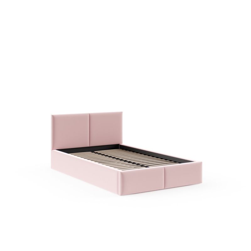 Łóżko tapicerowane FDM AMBER 120x200 różowe z pojemnikiem i stelażem podnoszonym 1 szt.
