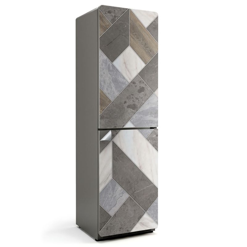 Ozdobna naklejka na lodówkę Wallfluent 60x205 cm Wzór geometryczny z płytkami 1 szt.