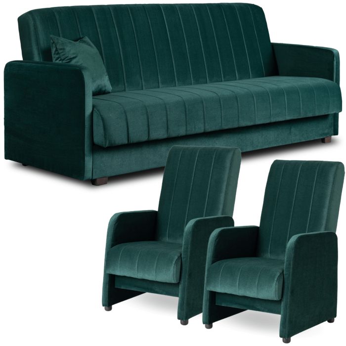 Zestaw Wypoczynkowy Porto Mebel Elite Sofa i 2 Fotele Zielony 1 kpl