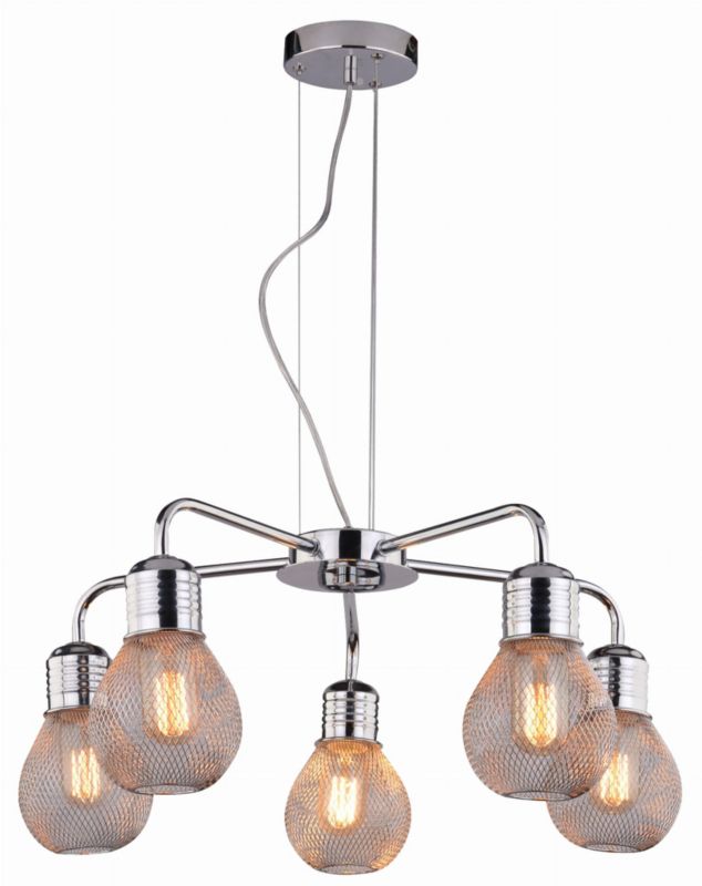 Lampa sufitowa wisząca Candellux Gliva chromowana-srebrna wym: 125 x 46 x 46 cm 5xE27 x 60W 1 szt.
