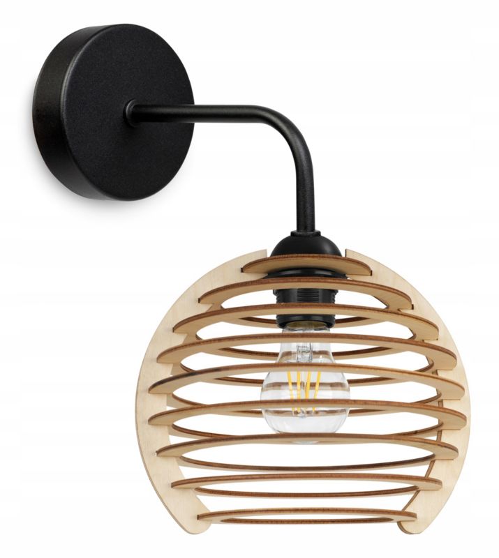 Lampa ścienna kinkiet Light Home LH Timber 1x E27 60W wiszący kula pozioma czarny 1szt.