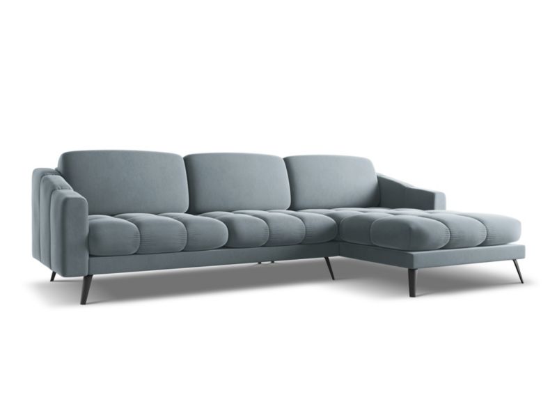 Narożnik prawostronny LaMiaSofa ROMA z tkaniny welwetowej 264x160 cm jasny niebieski 1 szt.