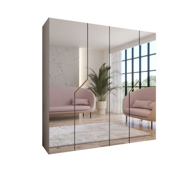 Szafa uchylna z lustrem otwierana Abiks ANDREW 3 200 wys 202 cm Kaszmir + Złoty 1 szt