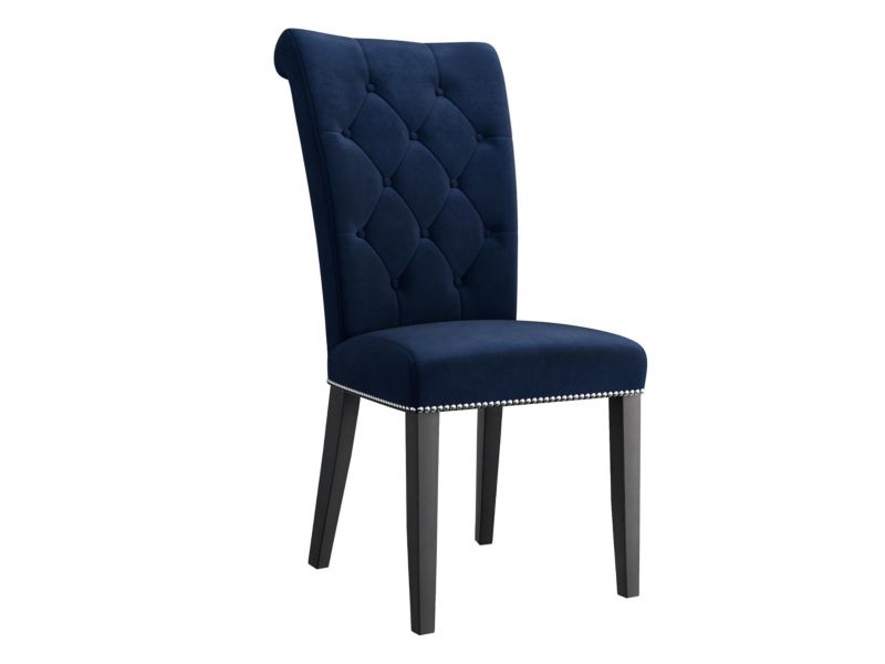 Krzesło MIRJAN 24 tapicerowane z kołatką Christina czarny/granatowy 1 szt.
