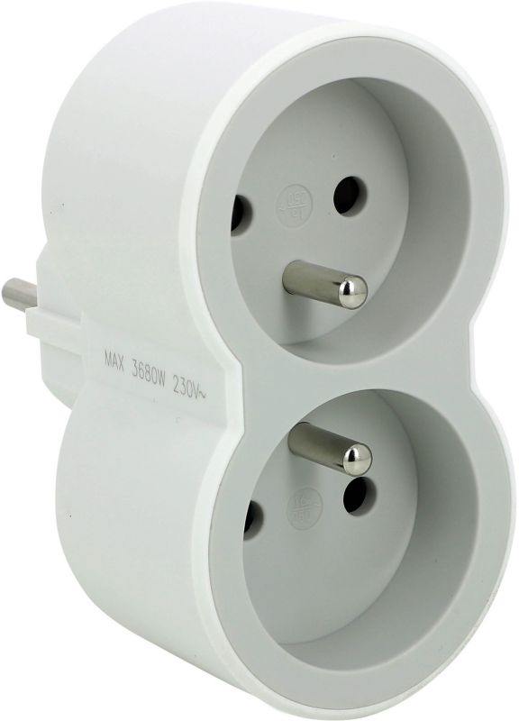 Rozgałęźnik Legrand 2 gniazda z uziemieniem biało/szary