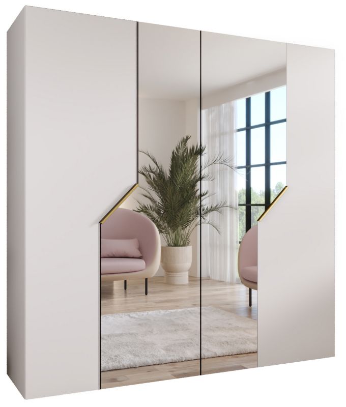 Szafa uchylna z lustrem otwierana Abiks ANDREW 2 200 wys 202 cm Biały + Złoty 1 szt
