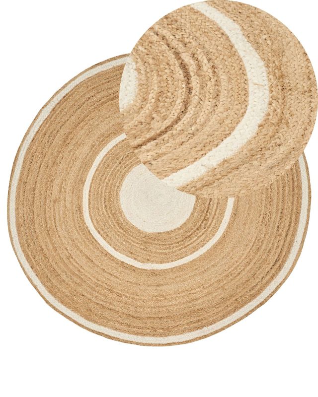 Dywan okrągły z juty 140 cm beżowo-biały Halfeli 1 szt.