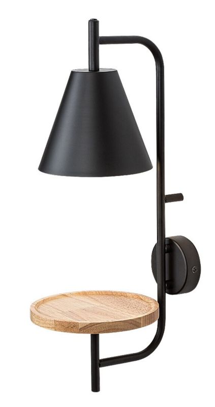 Kinkiet ścienny Rabalux Azome czarny matowy-buk z włącznikiem styl nowoczesny 1 x E27 x IP20 wym: 50 x 17 x 23 cm - 1 szt.