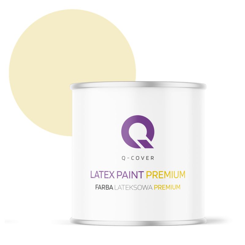 Farba Lateksowa Premium Plamoodporna do Ścian i Sufitów Q-Cover Blady żółty H6883 Głęboki Mat 2L