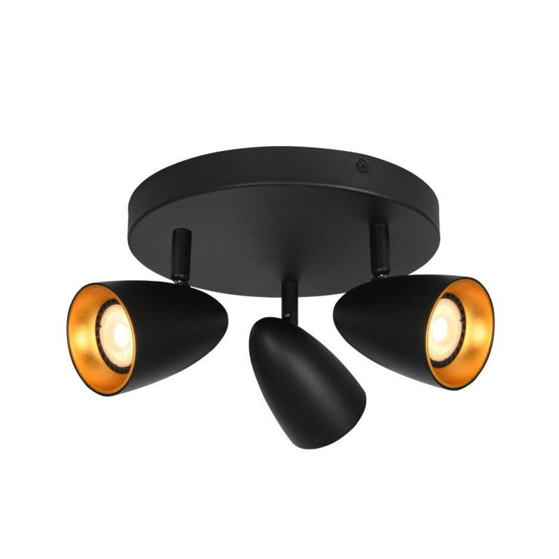 Lampa sufitowa Italux Tino czarno-złota 3 x GU10 x 10W wym: 14,1 x 22 x 22 cm - 1 szt.