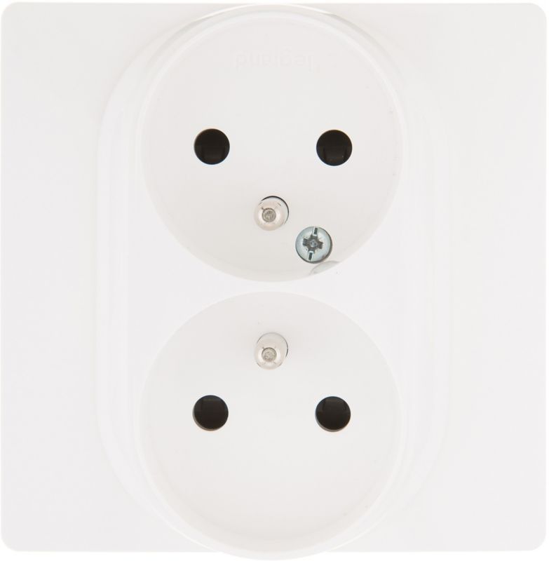 Gniazdko podwójne Legrand Niloe z uziemieniem komplet białe