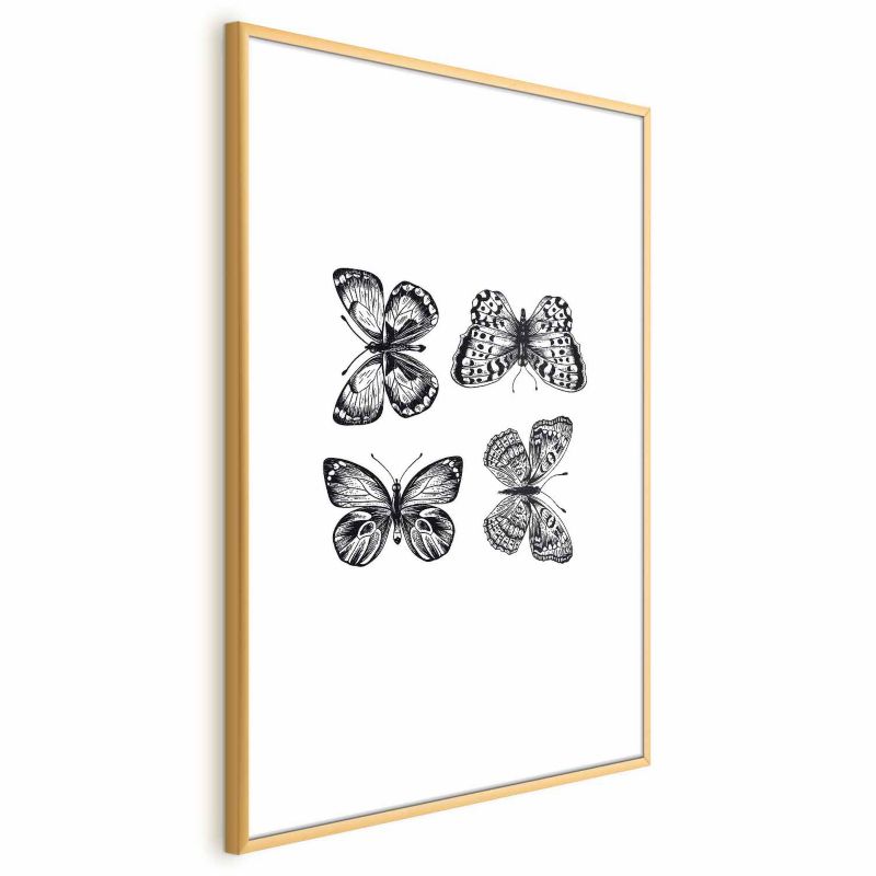 Plakat Artgeist Cztery motyle 29,7x42 cm z ramą złotą 1 szt