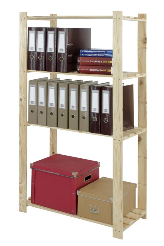 Regał drewniany MODO24 naturalne drewno solidny 150 cm do książek i zabawek 1 szt.