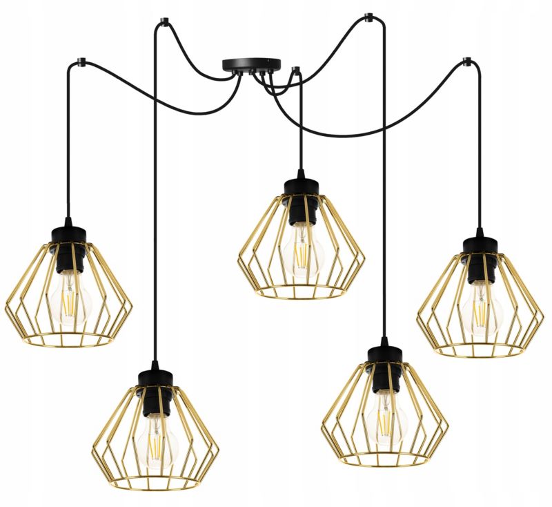 Lampa sufitowa wisząca Light Home LH Santos Pająk 5x E27 60W złoty 1szt.