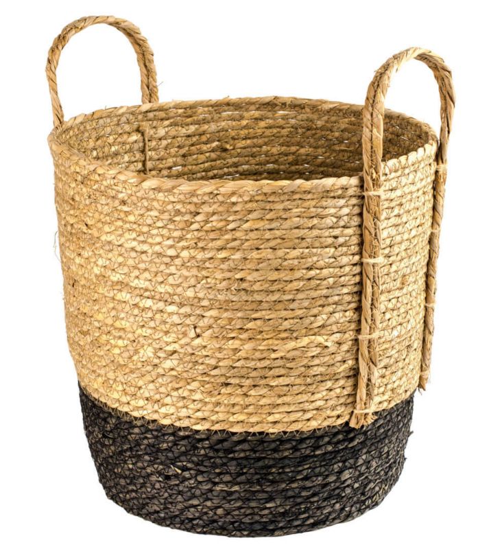 Kosz pleciony z uszami czarny L Direct Home and Garden 34x32 cm 1 szt