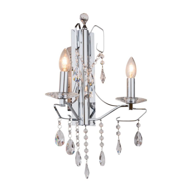 Kinkiet ścienny Italux Royal chromowany przezroczysty styl klasyczny 2 x E14 x 40W IP20 wym: 37 x 52 x 22 cm - 1 szt.