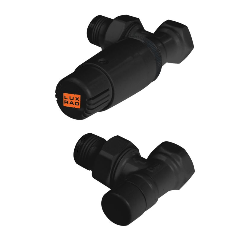 Zestaw zaworów kątowych 1/2 x 1/2 do grzejników Luxrad czarny mat 9005 MAT 1 kpl