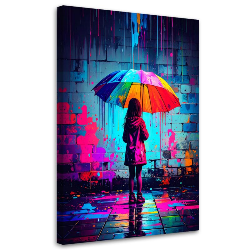 Obraz młodzieżowy Feeby Dziewczynka z parasolką Graffiti Street Art 80x120cm 1szt
