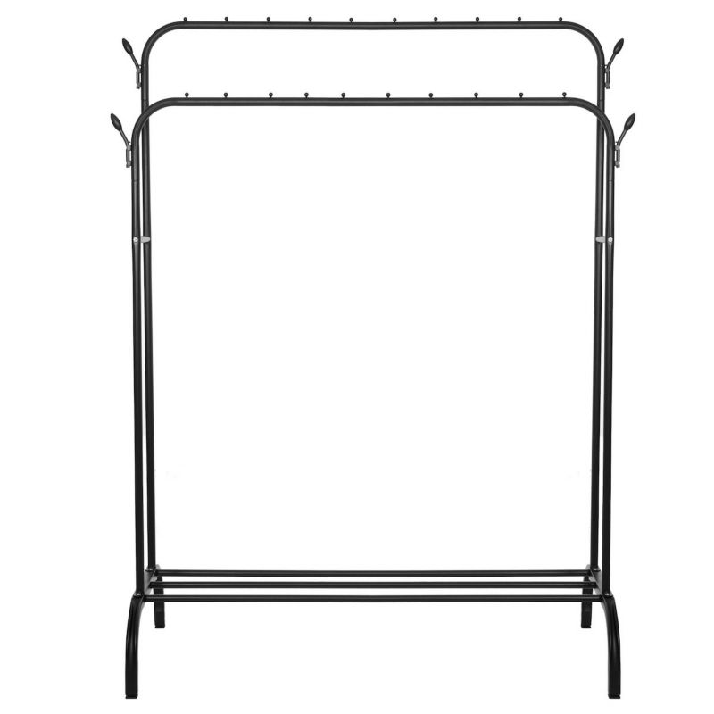 Stojak na ubrania metalowy Springos 146x110x55 cm podwójny wieszak podłogowy loft czarny 1 szt.